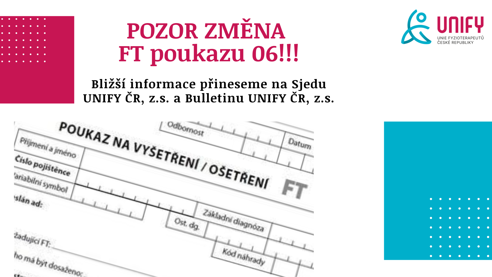 Informace pro odesílající lékaře - změna Poukazu FT 06 k 1.1. 2025