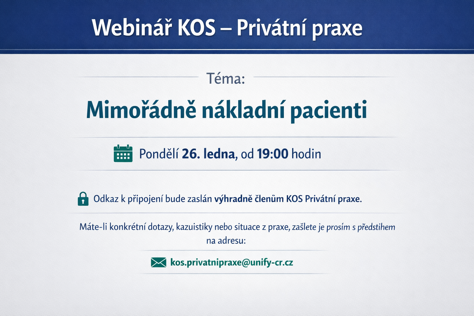 webinář KOS Privátní praxe: Mimořádně nákladní pacienti